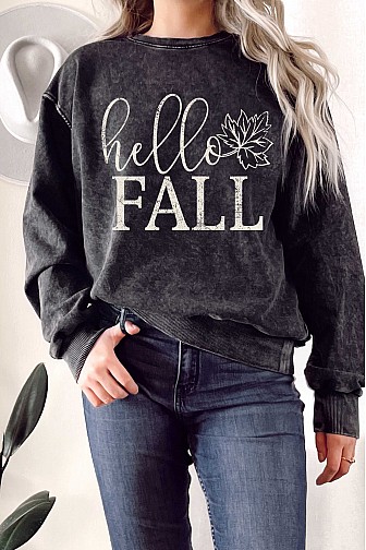 HELLO FALL  MINERAL TERRY SWEATSHIRTS