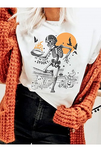 SPOOKY SKELETON FOOTBALL T SHIRTS