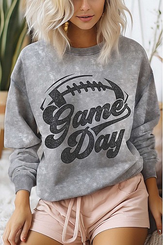 GAME DAY GRAPHIC MINERAL BRUSHED SWEATSHIRTS