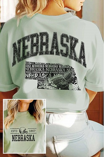 NEBRASKA STATE FRONT AND BACK GRAPHIC T SHIRTS