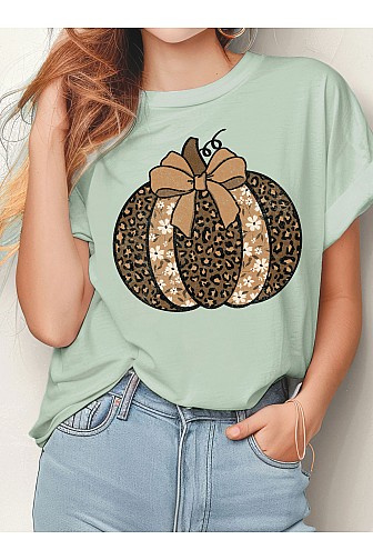 LEOPARD FLOWER  PUMPKIN T SHIRTS