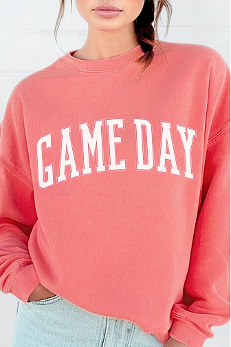 GAME DAY PINK PUFF GRAPHIC BRUSHED SWEATSHIRTS
