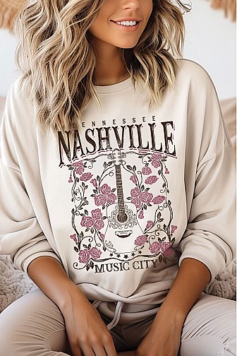 NASHVILLE ROSE BRUSHED SWEATSHIRTS