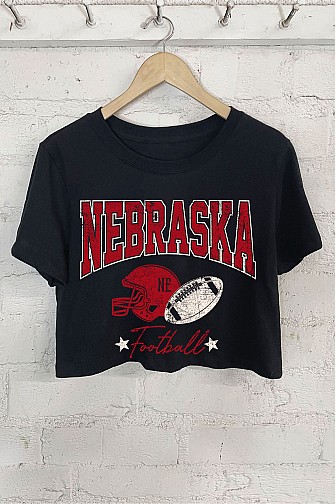 NEBRASKA FOOTBALL GRAPHIC SHORT CROP TOP
