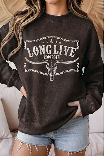 LONG LIVE COWBOY COW MINERAL TERRY SWEATSHIRTS
