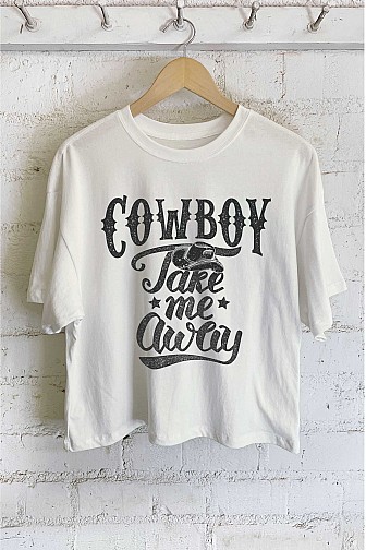 COWBOY TAKE ME AWAY GRAPHIC LONG CROP TOP